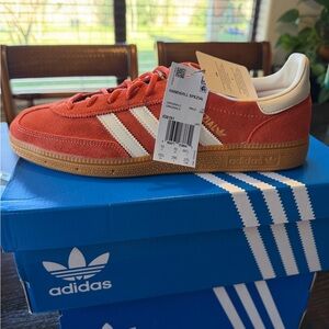 Adidas Handball Spezial Burnt Orange and White Sneakers
